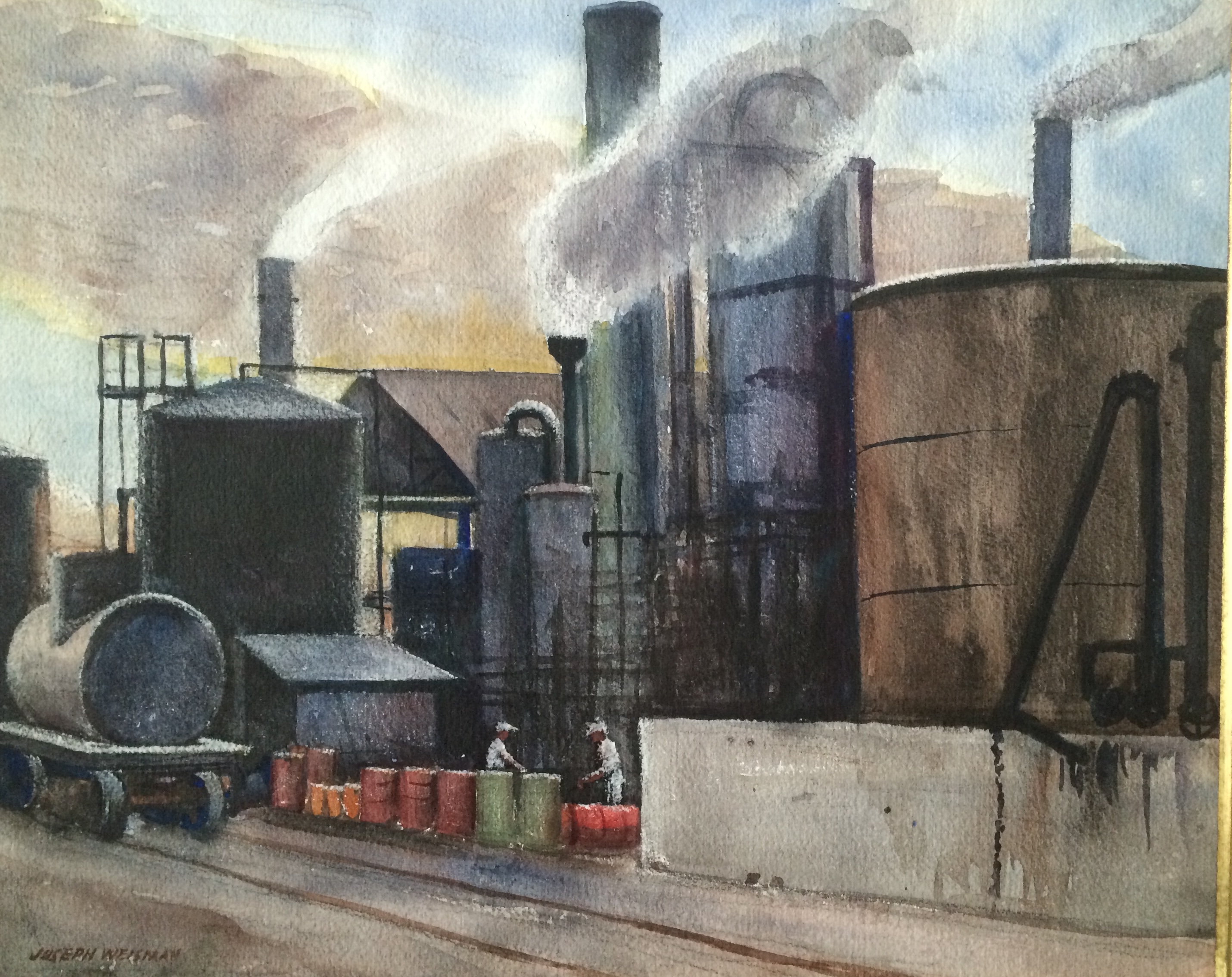 Joseph Weisman - Oil Refinery - Watercolor - 12" x 16"