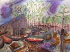 De Hirsch Margules - The Boat Yard - Watercolor - 18" x 25"