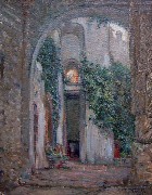 Joseph Kleitsch - In the Alcazar, Sevilla, Spain - Oil on Canvas - 21" x 16"